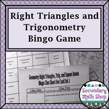 Preview of Right Triangles - Right Triangles Trigonometry Square Roots BINGO Game!