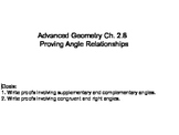 Geometry SS 2.8 - Proving Angle Relationship