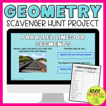 Preview of Geometry Scavenger Hunt Vocabulary Activity - End of Year Geometry Project