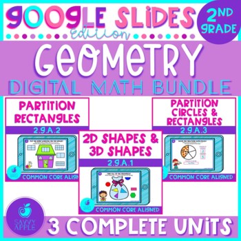 Preview of Geometry Second Grade Math Google Slides BUNDLE Distance Learning