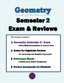 Preview of Geometry - Semester 2 - Exam & Reviews