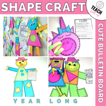 Preview of Geometry Shape Craft | Valentine Craft for February Bulletin Board