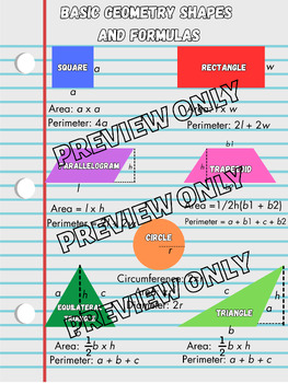 Preview of Geometry Shapes & Formulas