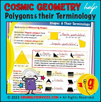 Preview of Polygon Terminology & Measuring Shapes: Finding the Missing Angles - Geometry
