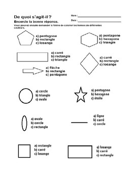 Preview of Geometry Shapes French Beginners Formes français débutant géométrie homeschool