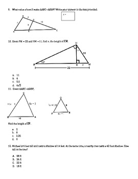Geometry Similar Triangles Practice Problems by Virginia Morris | TpT