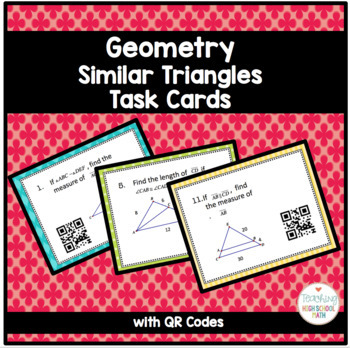 Preview of Geometry Similar Triangles/Proportionality Theorems Task Cards with QR Codes