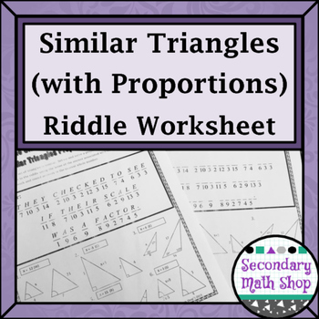 Preview of Similar Triangles - Proportions Practice Riddle Worksheet