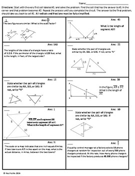 Preview of Geometry Similarity Circuit with Solutions Key. Good SAT / ACT practice.