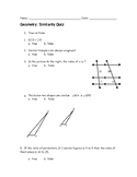 Geometry: Similarity Quiz