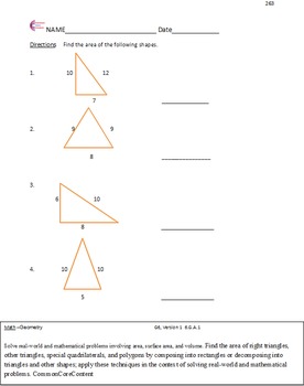 Preview of Geometry - Sixth Grade Common Core Math Worksheets - All Standards