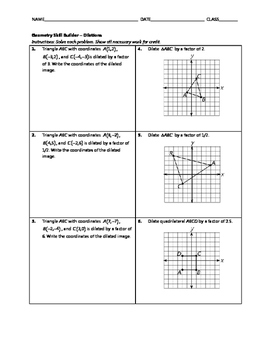 Preview of Geometry Skill Builder - Dilations