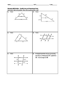6 4 Parallel Lines And Proportional Parts Worksheet Answers ~ Math