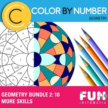 Preview of Geometry Skills Color By Number Bundle 2: 10 More Skills