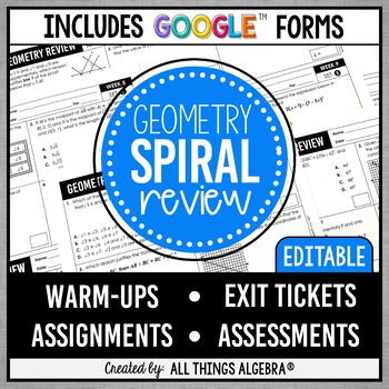 Preview of Geometry Spiral Review Assignments | Assessments | Google Forms