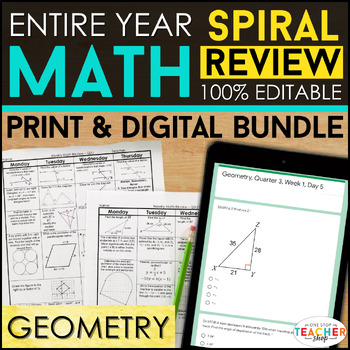 Preview of Geometry Spiral Review & Quizzes | DIGITAL & PRINT