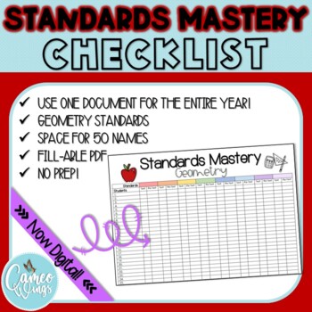 Preview of Geometry Standards Mastery Checklist ***Now digital!***