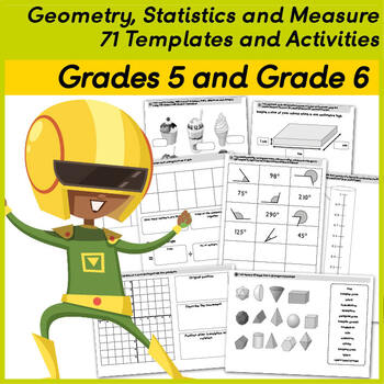 Preview of Geometry Statistics and Measure 76 Templates and Activities Grades 5 and 6