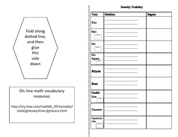 Preview of Geometry: Student Glossary and Vocabulary