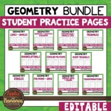 Geometry Student Practice Pages Bundle