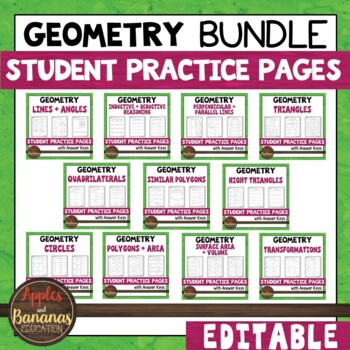 Preview of Geometry Student Practice Pages Bundle