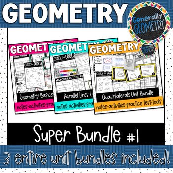 Preview of Geometry Super Bundle 1 | Basics | Parallel Lines | Polygons | Quadrilaterals