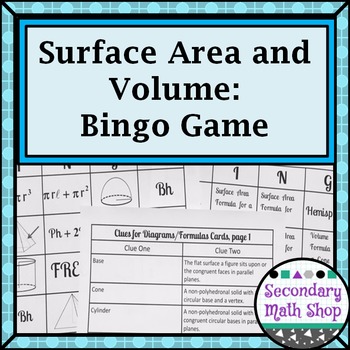 Preview of Surface Area and Volume BINGO Game!