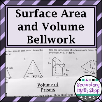 Preview of Surface Area & Volume - Unit 11:  Bellwork / Station Cards