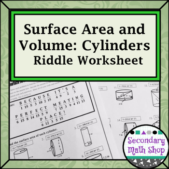 Preview of Surface Area and Volume - Cylinders Riddle Worksheet