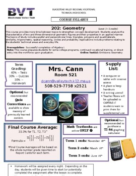 Preview of Geometry Syllabus (2022 edition)