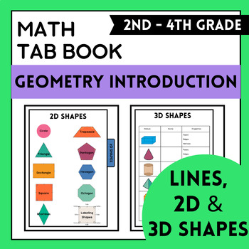 Preview of Geometry Tab Book Activities Lines, 2D Shapes, 3D Shapes, Shape Properties