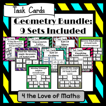 Preview of Geometry Task Card Bundle: 9 Sets Included!