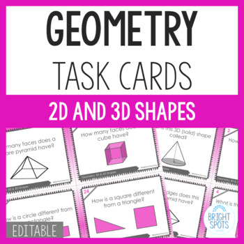 Preview of Geometry Task Cards ~ 2D and 3D shapes