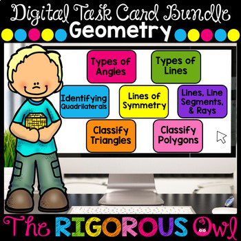 Preview of Geometry Task Cards Bundle - Digital Google Forms - Test Prep Review