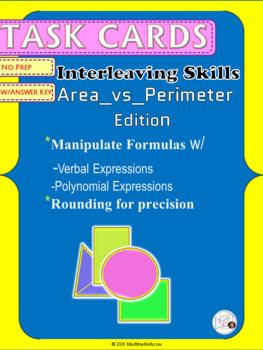 Preview of Geometry Task Cards: Find Area and Perimeter of Figures~Constructed Response