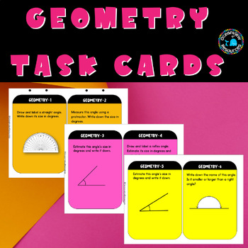 Preview of Geometry Task Cards- Hunt the room with recording sheet and answer cards
