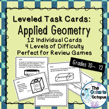 Preview of Geometry Task Cards - Leveled - Suitable for Review Games