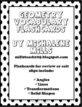 Preview of Geometry Terms Flashcards/ Entrance/ Exit Cards
