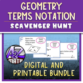 Preview of Geometry Terms Notation Activity Digital and Printable Scavenger Hunt
