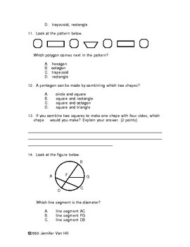 Geometry Test by Jennifer Van Hill | Teachers Pay Teachers