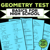 Geometry Test: Basics for High School, Editable