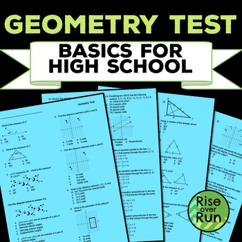 Preview of Geometry Test: Basics for High School, Editable