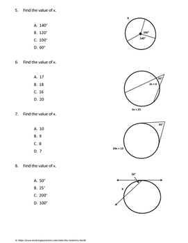 circle geometry test questions