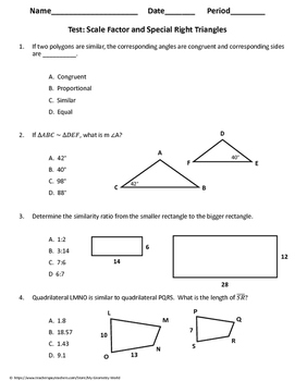 factor math 30 Geometry Similar Triangles, Factor, and Scale Test: