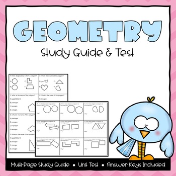 Preview of 3rd Grade Geometry Test & Study Guide