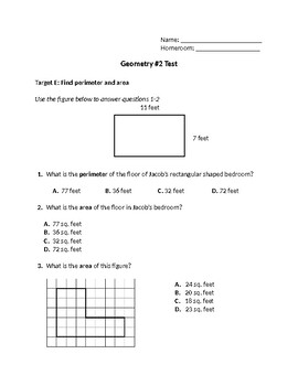Preview of Geometry Test and Answer Key