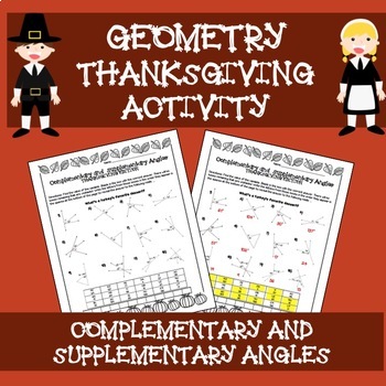 Preview of Geometry Thanksgiving Activity - Complementary and Supplementary Angles