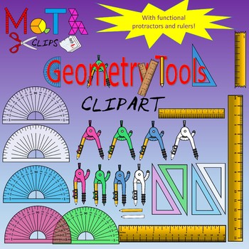 Preview of Geometry Tools - Rulers, Protractors, Compasses, Triangles CLIPART
