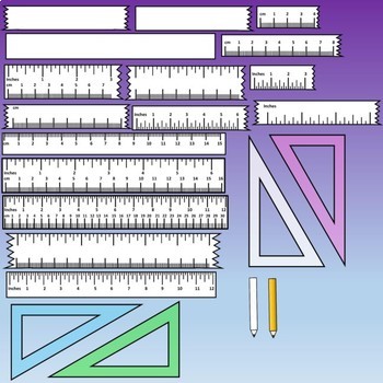 Geometry Tools - Rulers, Protractors, Compasses, Triangles CLIPART