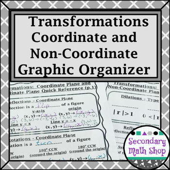 Preview of Transformations Coordinate Plane & Non Graphic Org. /Reference